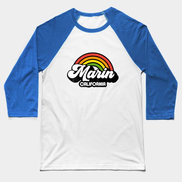 Groovy Rainbow Marin California Baseball T-Shirt by rojakdesigns